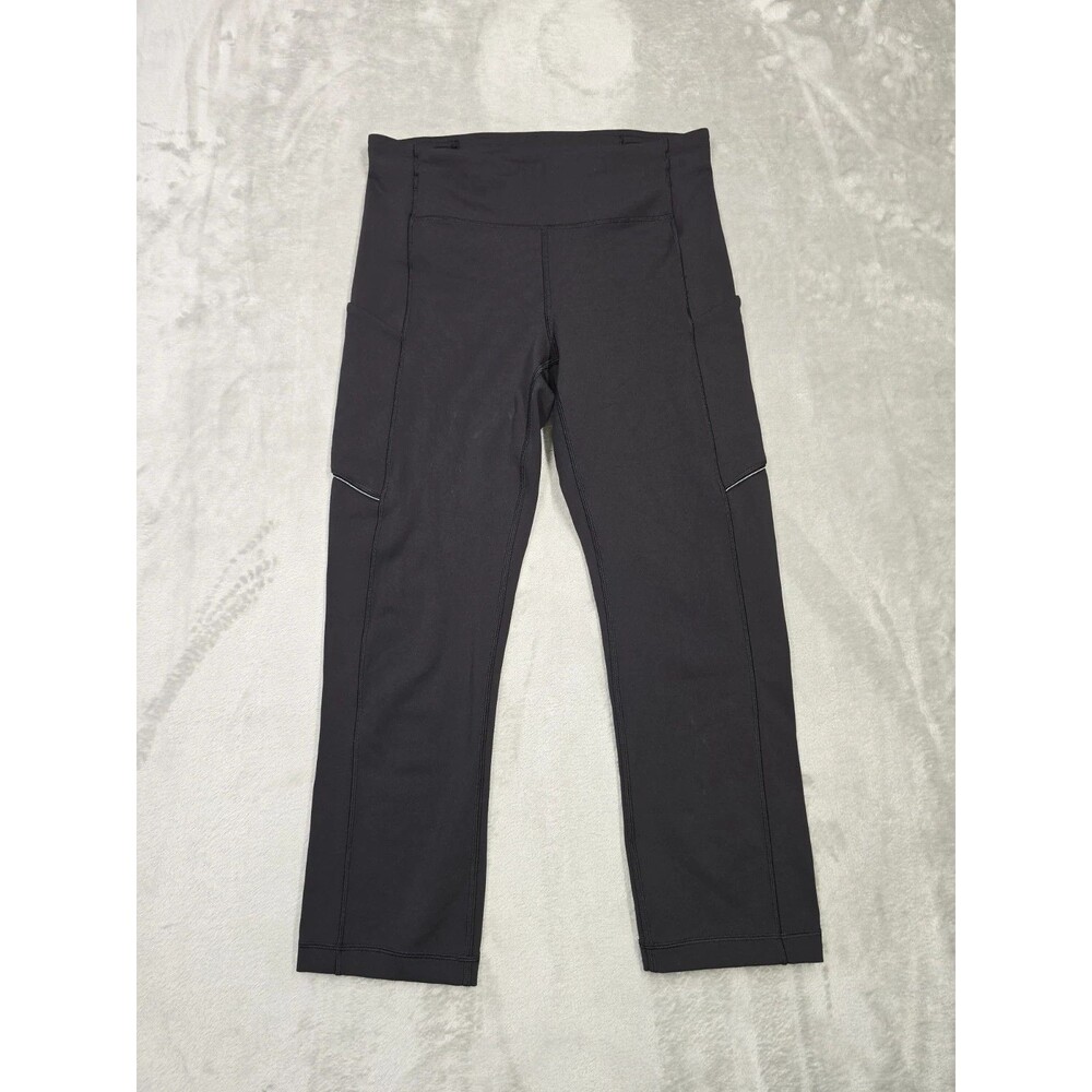 Lululemon Speed Up Crop Leggings Size 6 Black Athletic Running Pants Pockets